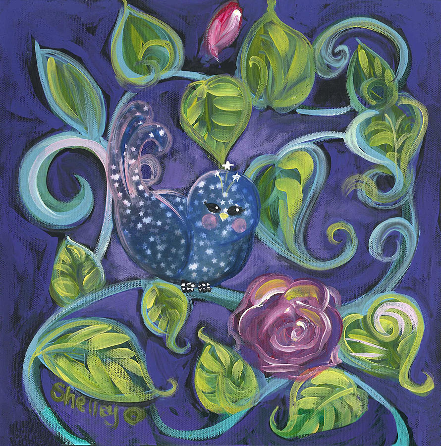 Star Birdy Painting by Shelley Overton
