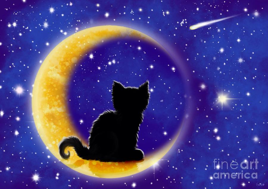 Star Gazing Cat Painting by Nick Gustafson