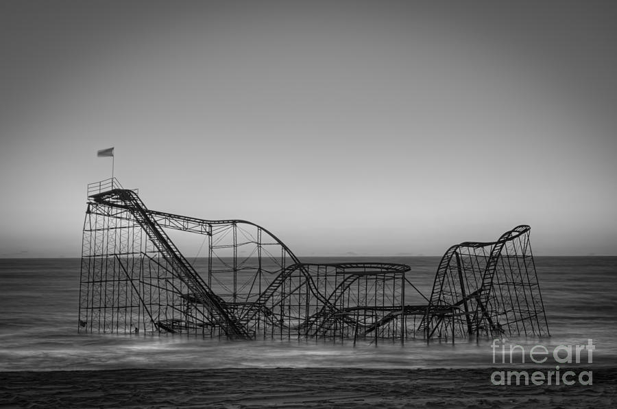Star Jet Roller Coaster BW Photograph by Michael Ver Sprill