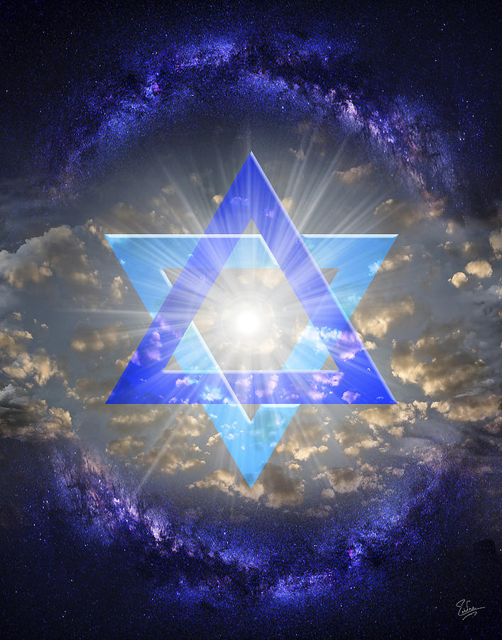 Star Of David and The Milky Way Digital Art by Endre Balogh