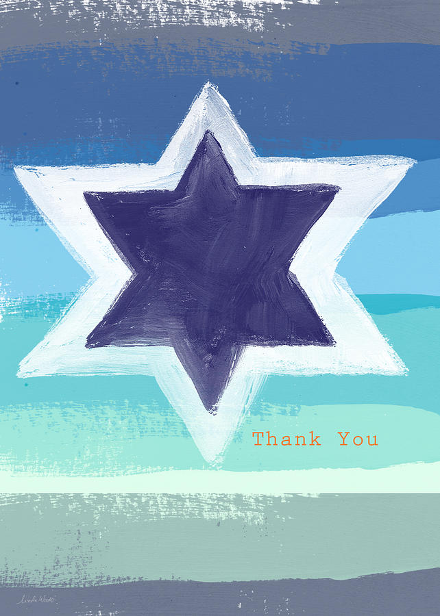 Star Of David In Blue - Thank You Card Painting