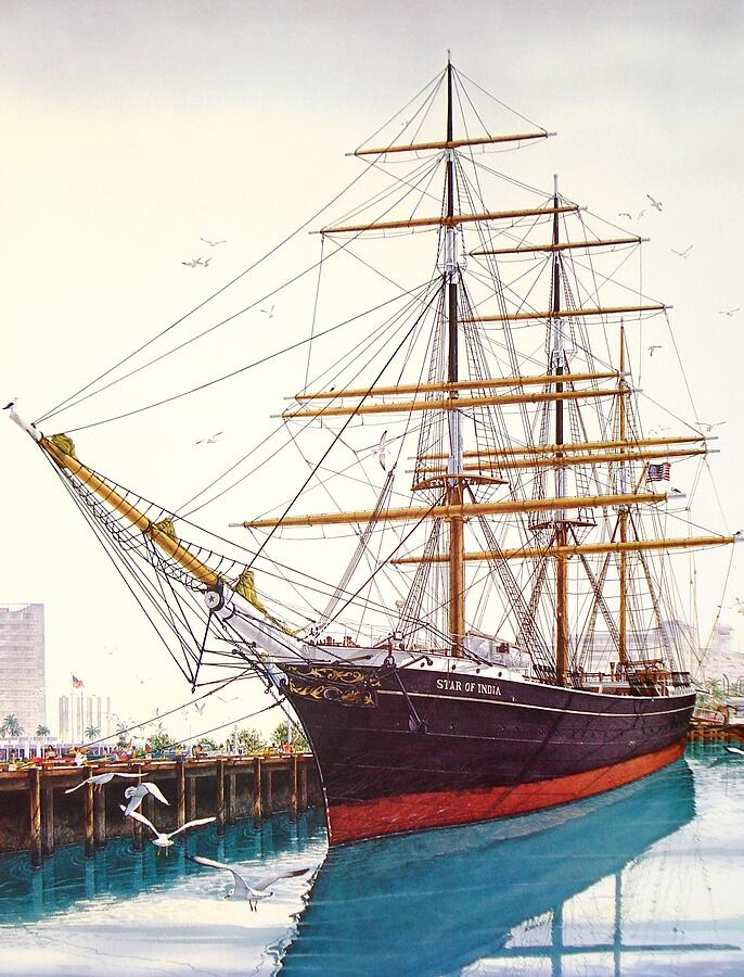 San Diego, STAR  OF INDIA Painting by John YATO