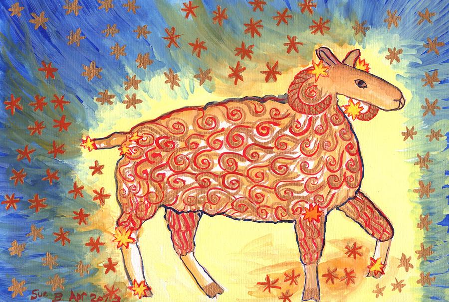 Zodiac Painting - Star Sign Aries by Sushila Burgess Zodiac Painting - Star Sign Aries by Sushila Burgess