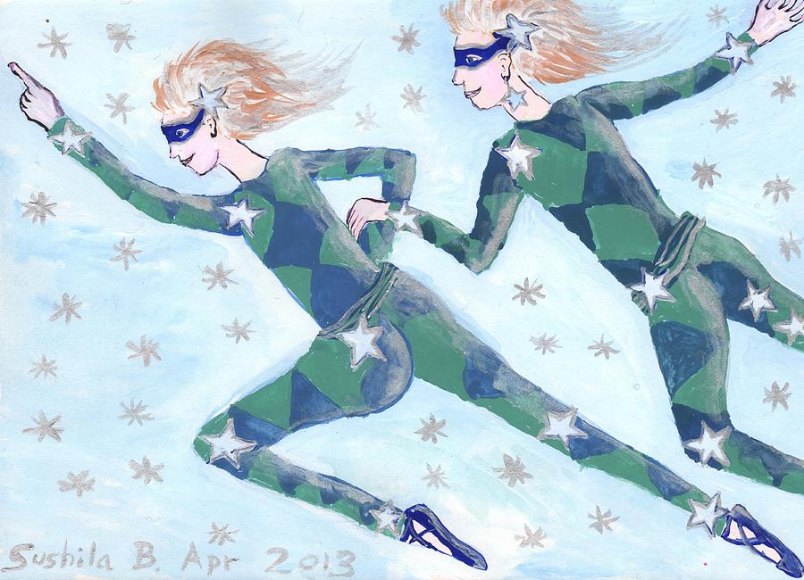 Zodiac Painting - Star Sign Gemini by Sushila Burgess Zodiac Painting - Star Sign Gemini by Sushila Burgess