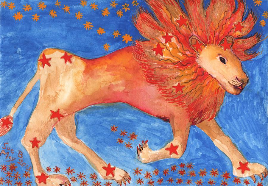 Lion Painting - Star Sign Leo by Sushila Burgess