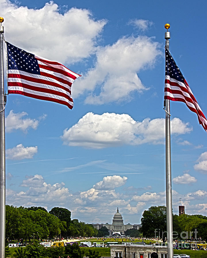 Capitol Building Photograph - Star Spangled Banner Yet Wave by Tom Gari Gallery-Three-Photography