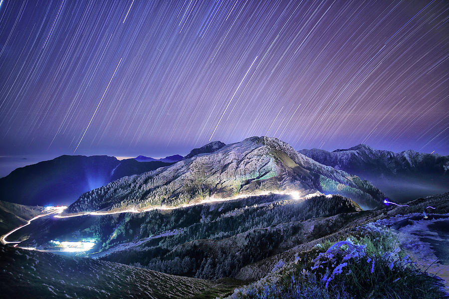 Star Trails Above High Mountains At Photograph by Thunderbolt tw (bai Heng-yao) Photography