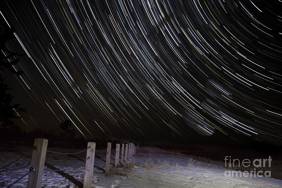 Winter Photograph - Star Trails in Glen Haven by Twenty Two North Photography