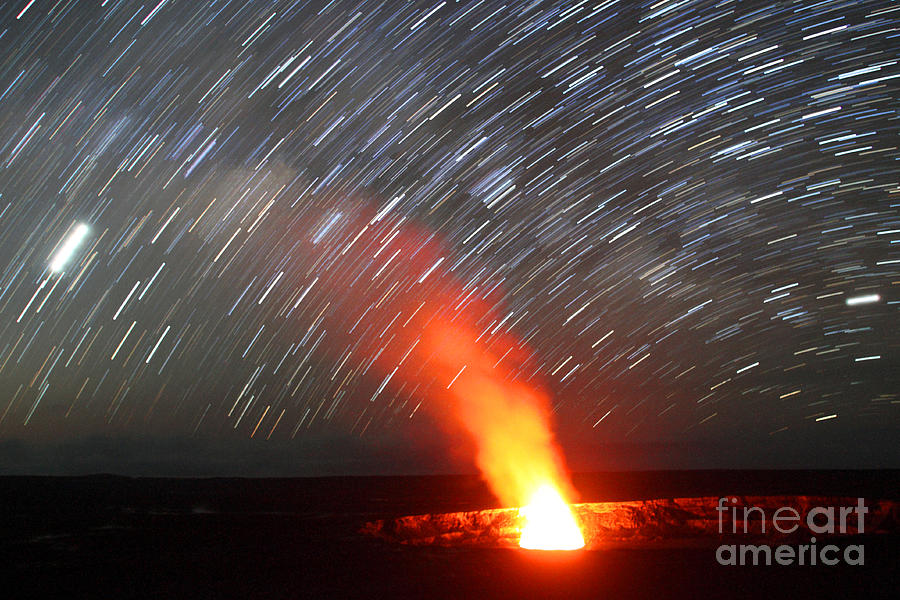 Star Trails Over Kilauea Volcano, Hawaii Photograph by Stephen & Donna OMeara