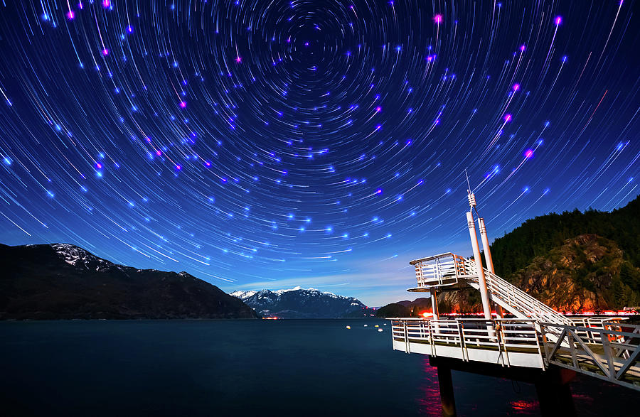 Star Trails Over Porteau Cove Photograph by Alexis Birkill