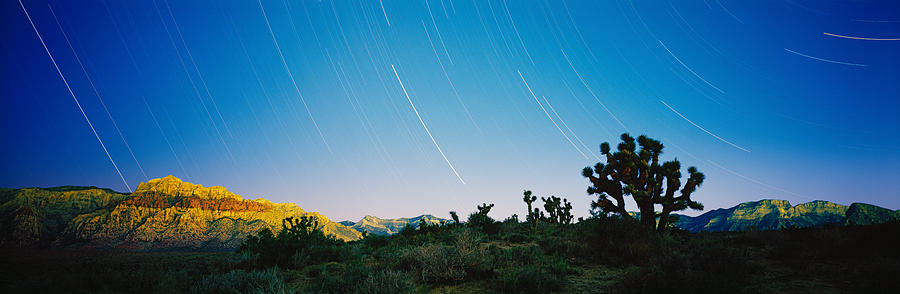 Nature Photograph - Star Trails Over Red Rock Canyon by Panoramic Images