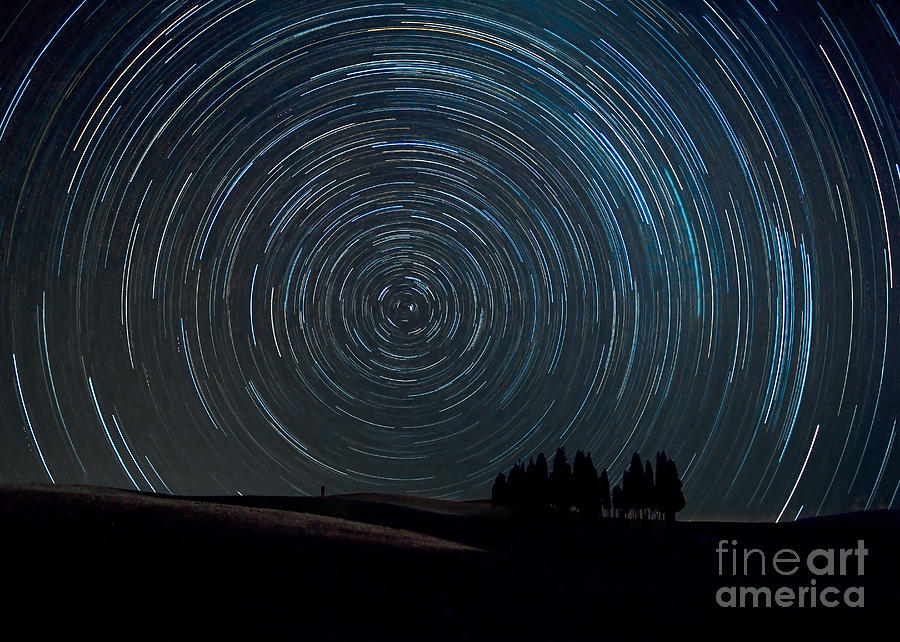 Star trails over Tuscany Italy Photograph by Matteo Colombo