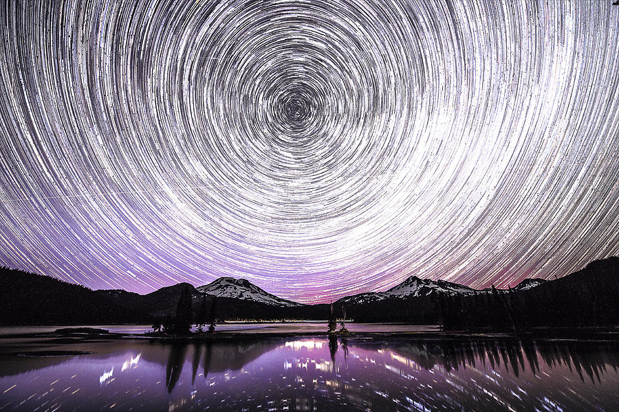 Star trails with Northern light Photograph by Hisao Mogi
