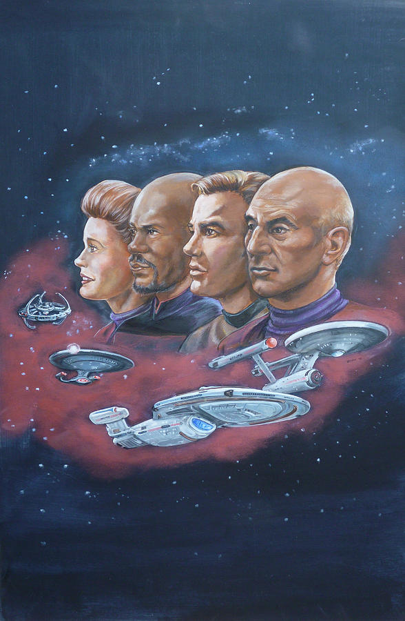 Star Trek Painting - Star Trek tribute Captains by Bryan Bustard