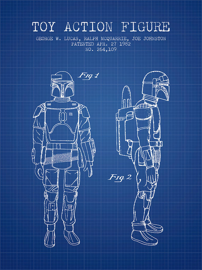Star Wars Boba Fett Patent From 1982 - Blueprint Digital Art