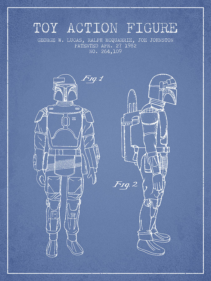 Star Wars Boba Fett Patent From 1982 - Light Blue Digital Art