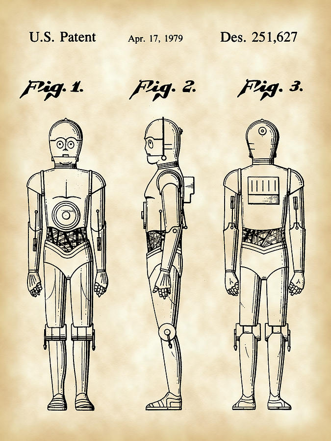 Star Wars Digital Art - Star Wars C-3PO Patent 1979 - Vintage by Stephen Younts