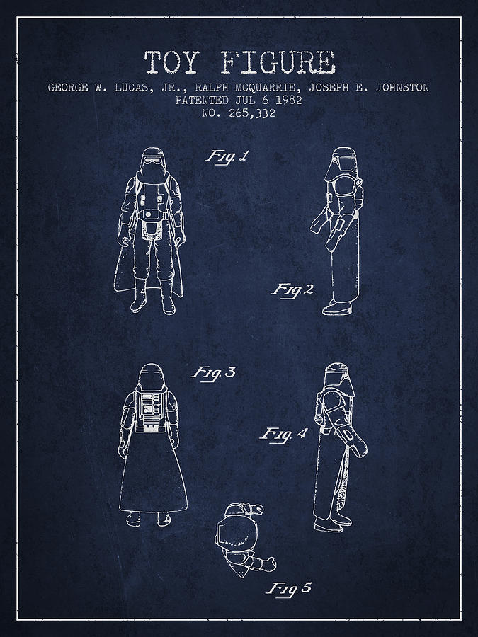 Star Wars Digital Art - Star Wars Darth Vader patent from 1982 - Navy Blue by Aged Pixel