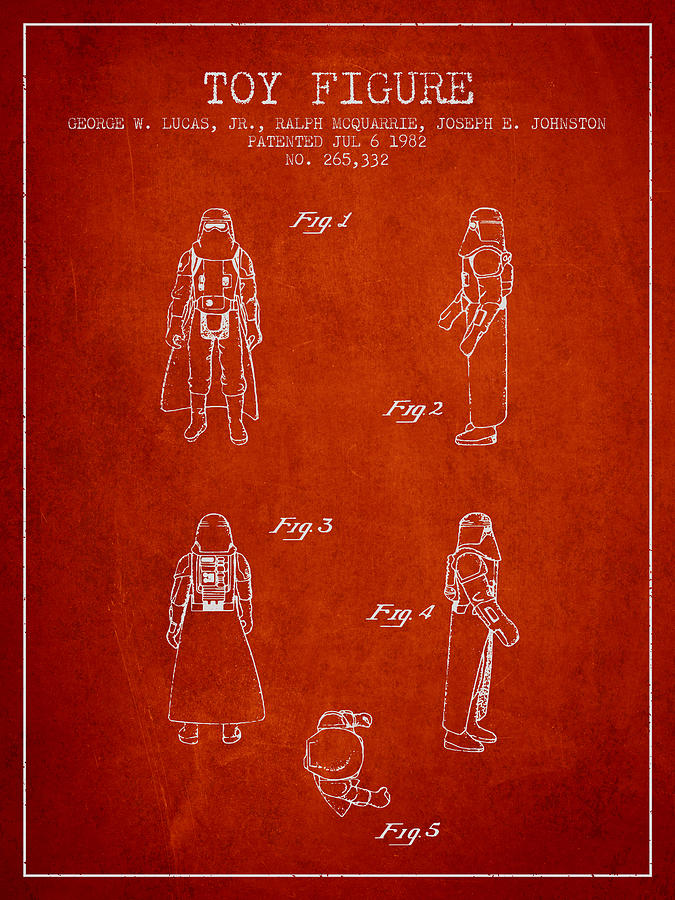 Star Wars Darth Vader Patent From 1982 - Red Digital Art