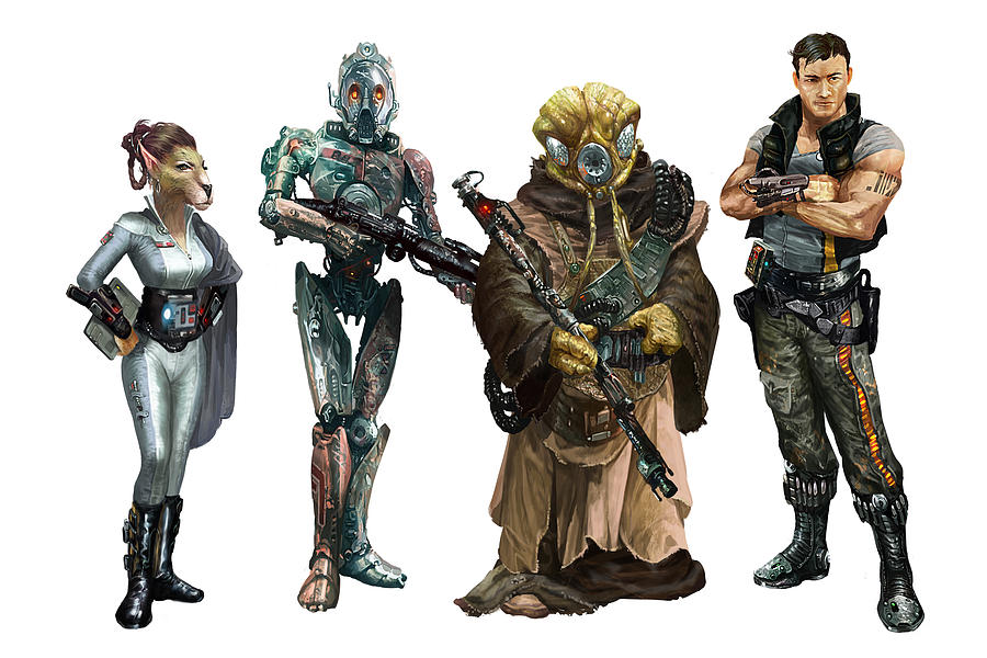 Star Wars Edge of the Empire Species Lineup 1 Digital Art by Ryan Barger