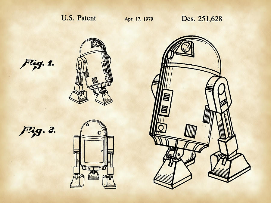 Star Wars Digital Art - Star Wars R2-D2 Patent 1979 - Vintage by Stephen Younts