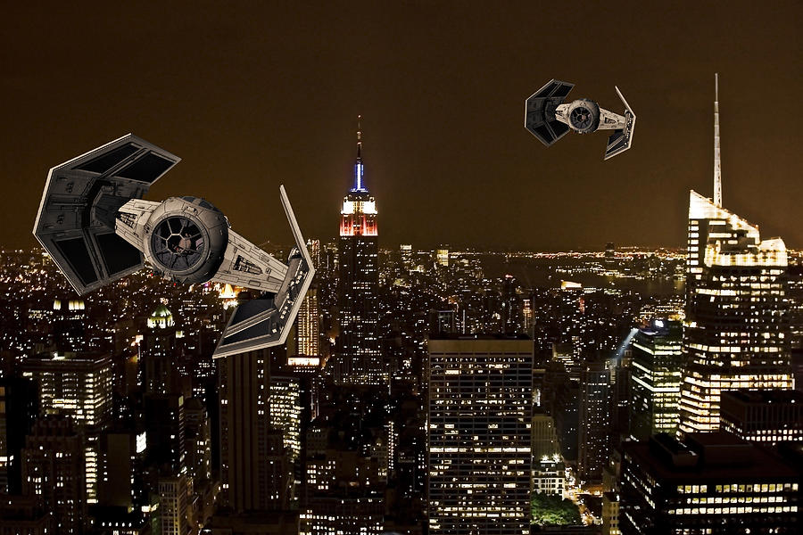 Star Wars Photograph - STAR WARS Tie Fighter attack over New York by Jorge Fernandez