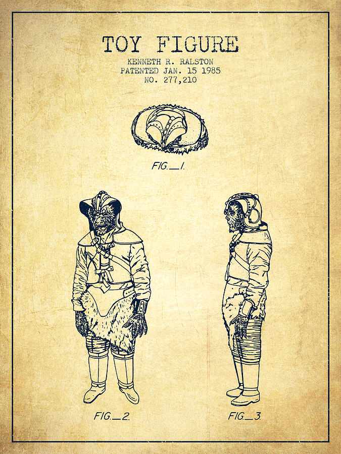 Star Wars Toy Figure No3 Patent Drawing From 1985 - Vintage Digital Art