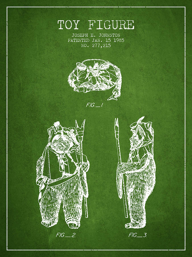 Star Wars Toy Figure No4 Patent Drawing From 1985 - Green Digital Art