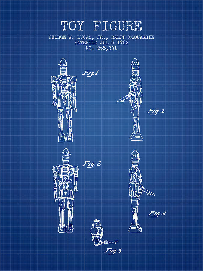Star Wars Toy Figure No5 Patent Drawing From 1982 - Blueprint Digital Art