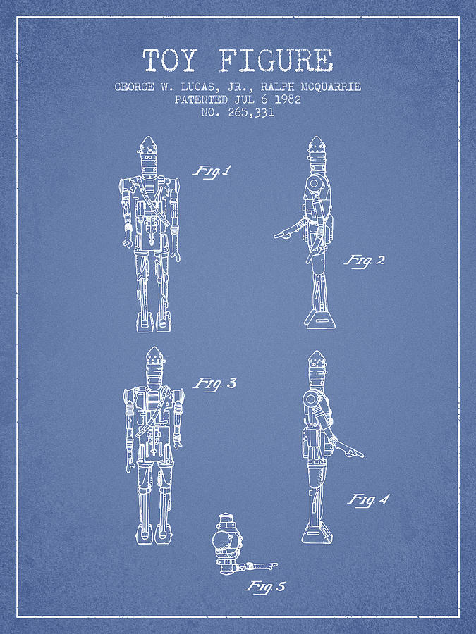 Star Wars Toy Figure No5 Patent Drawing From 1982 - Light Blue Digital Art