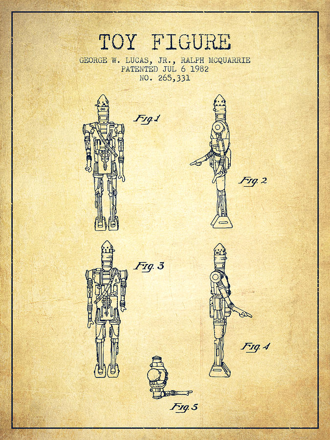 Star Wars Toy Figure No5 Patent Drawing From 1982 - Vintage Digital Art