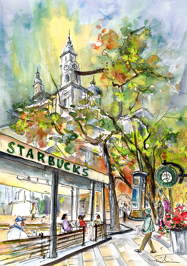 Starbucks Cafe In Budapest Painting by Miki De Goodaboom