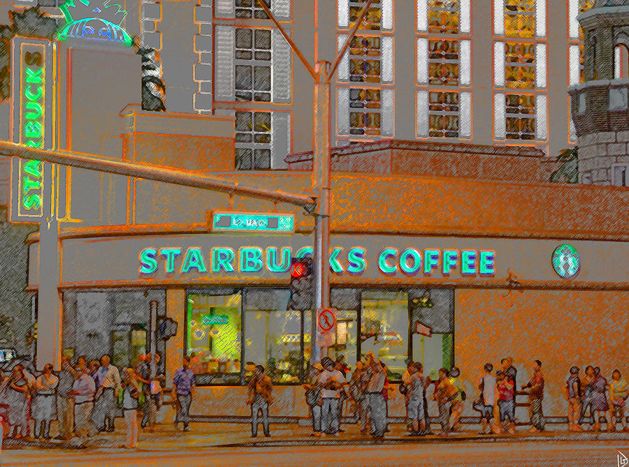 Starbucks Painting - Starbucks Las Vegas Strip by David Lee Thompson