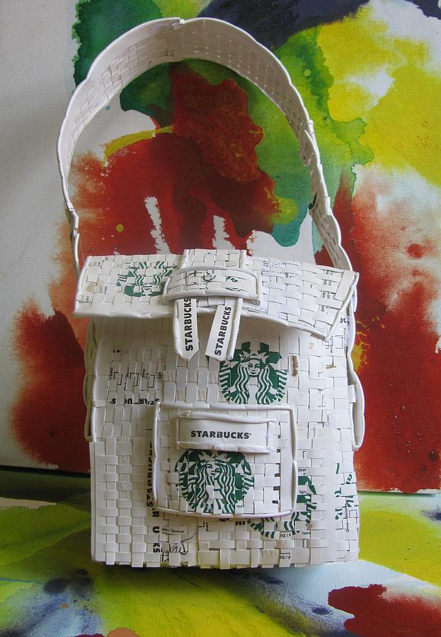 Starbucks messinger bag Sculpture by Alfred Ng
