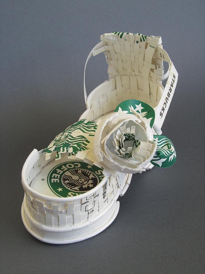 Starbucks sandal Sculpture by Alfred Ng