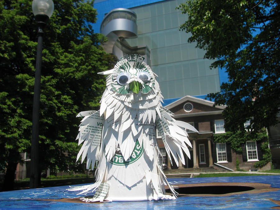 Starbucks snowy owl in Toronto Sculpture by Alfred Ng
