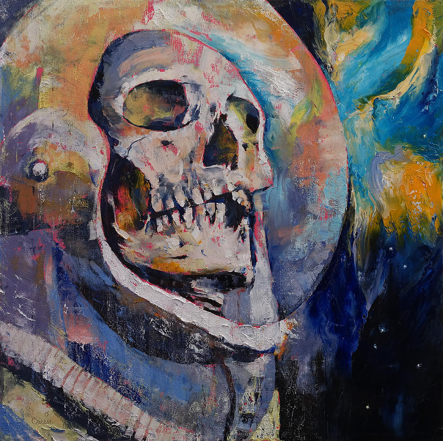 Skull Painting - Stardust Astronaut by Michael Creese