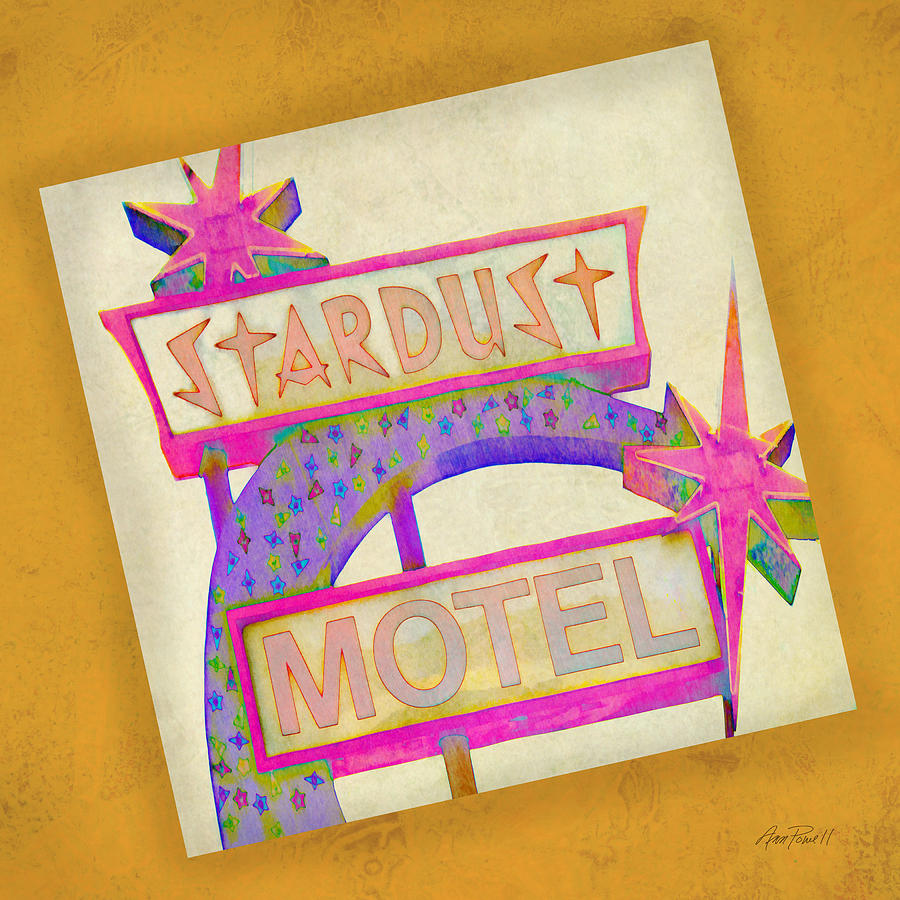Stardust Motel Sign on Yellow  Photograph by Ann Powell