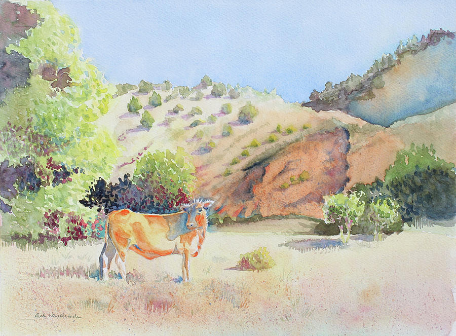 Cow Painting - Stare Down by Deb Harclerode