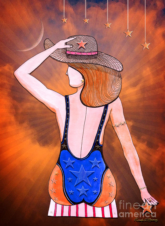 Stargirl Takes Some Sun and Moon Drawing by Joseph J Stevens