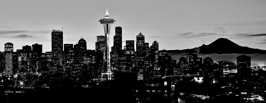 Seattle Photograph - Stark Seattle Skyline by Benjamin Yeager