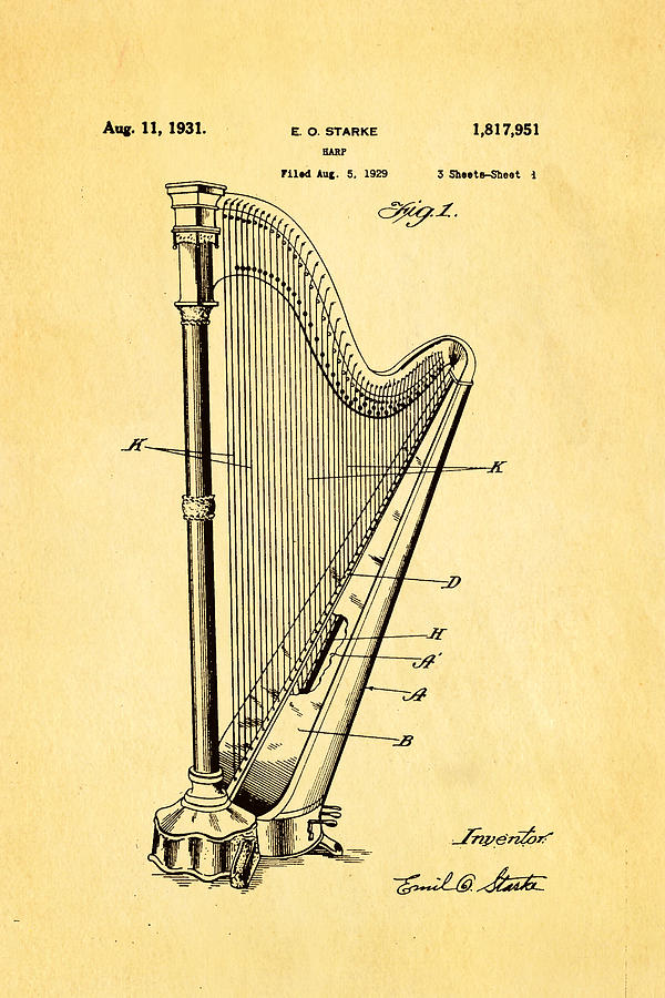 Music Photograph - Starke Harp Patent Art 1931 by Ian Monk