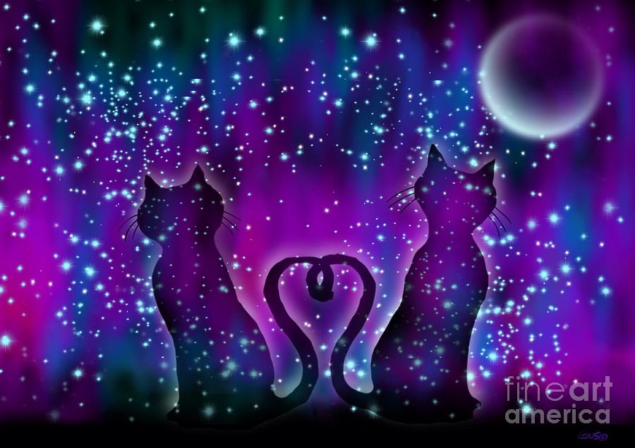 Starlight Cats Painting by Nick Gustafson