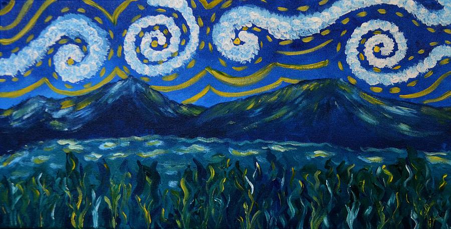 Starry Blue Ridge Night Painting by Nancy Sisco