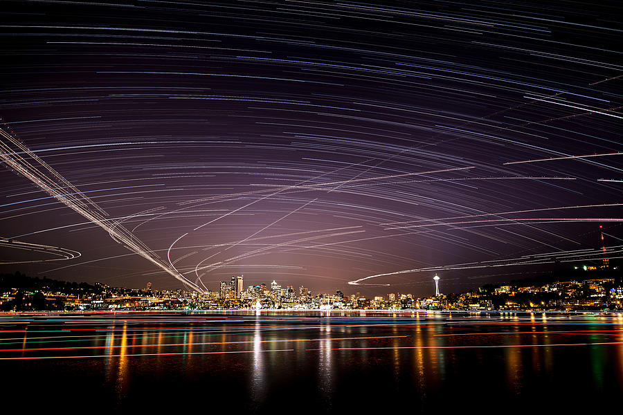 Starry Lake Union Seattle Photograph by Yoshiki Nakamura