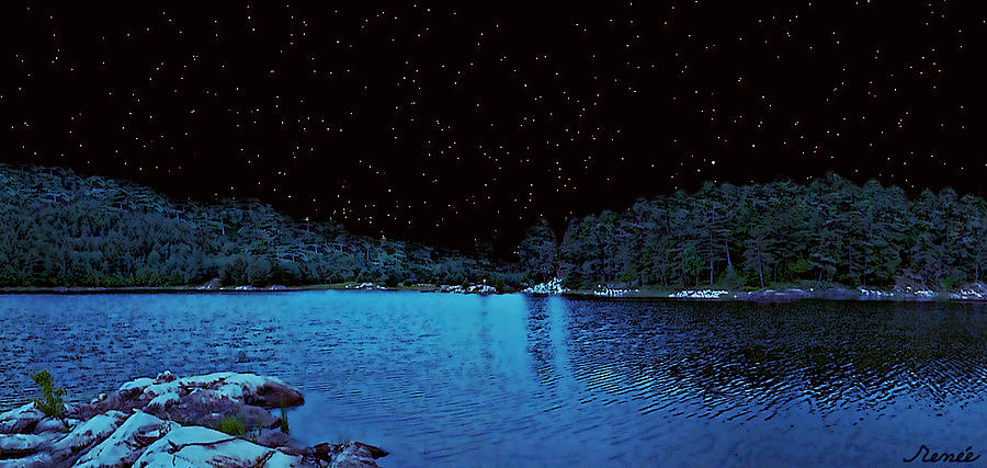 Mountain Lake Photograph - Beauty in a Starry Midnight Lake  by Renee Anderson
