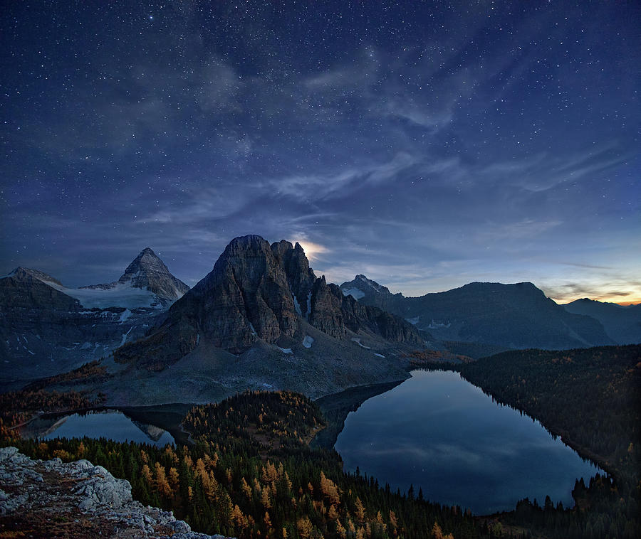 Mountain Photograph - Starry Night At Mount Assiniboine by Yan Zhang