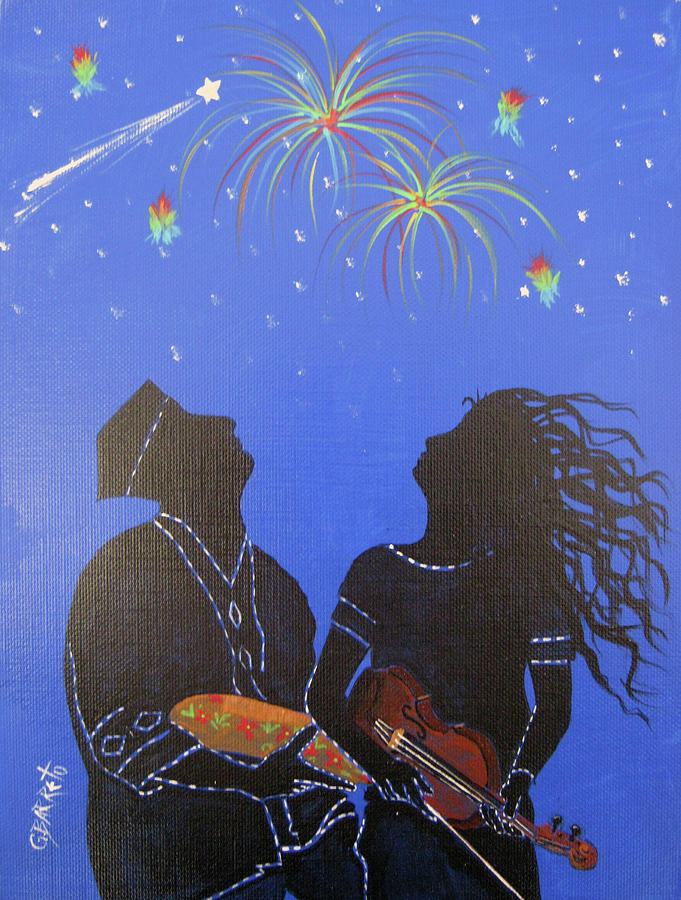 Starry Night Painting by Gloria E Barreto-Rodriguez