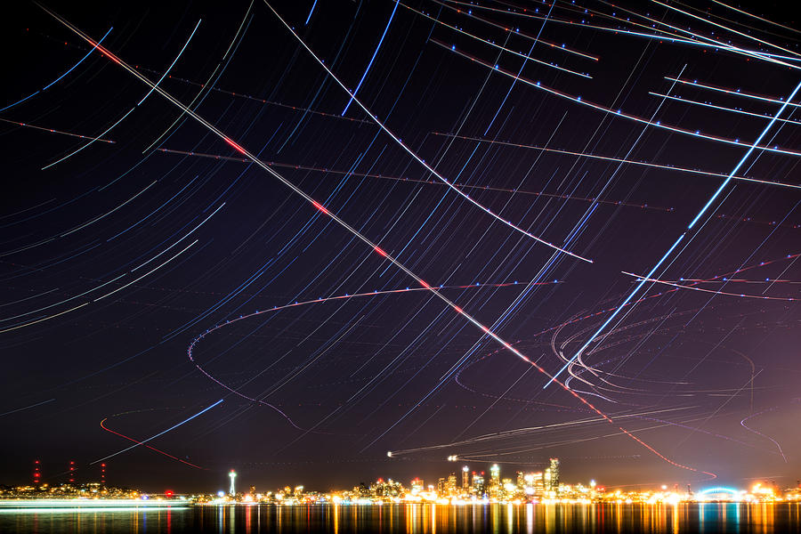 Starry Night in Seattle Photograph by Yoshiki Nakamura