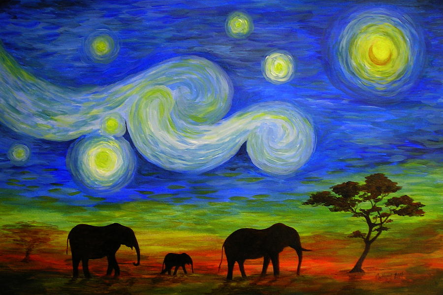 Starry Night Over Africa Painting by Catherine Howley